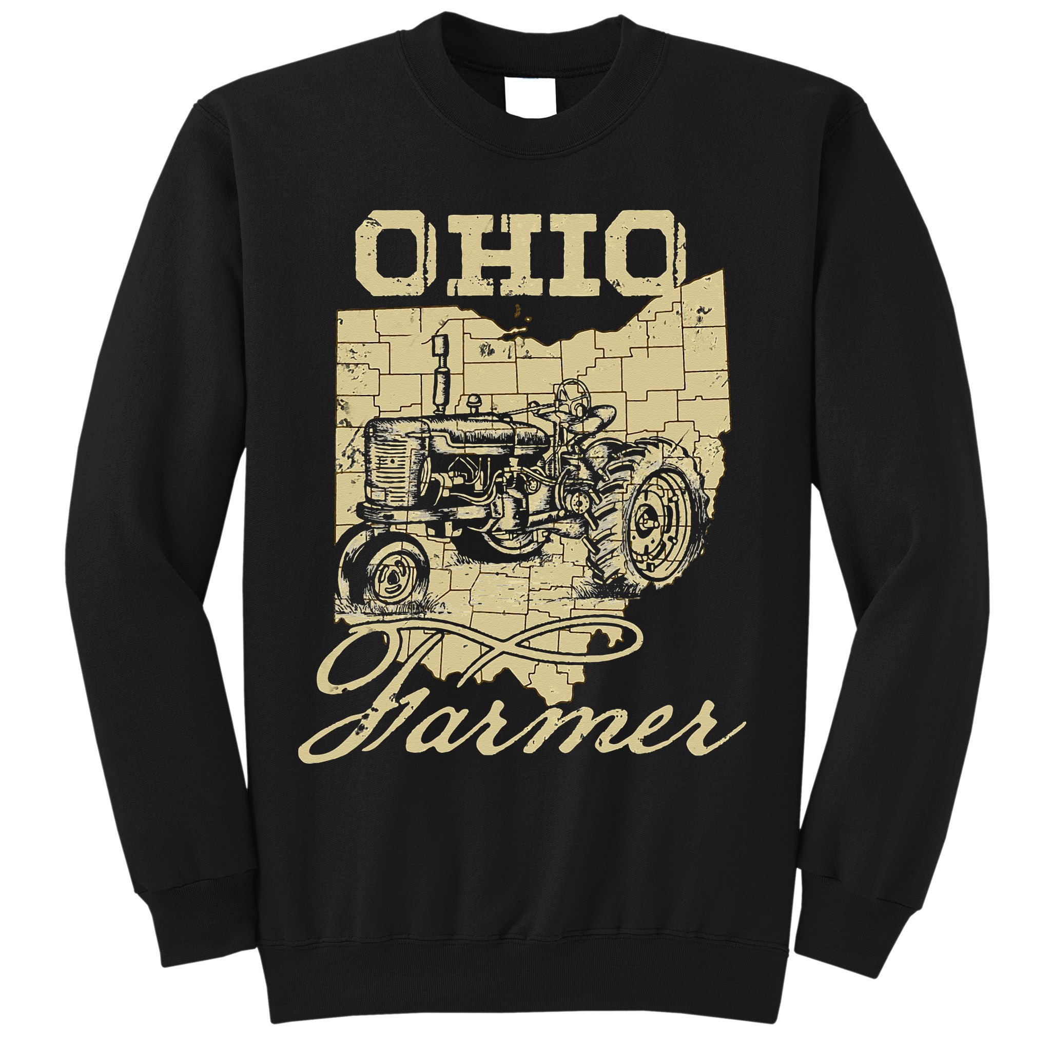 Ohio Farmer Tractor Lover State Map Farming Local Farmer Sweatshirt