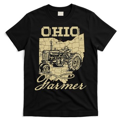 Ohio Farmer Tractor Lover State Map Farming Local Farmer T-Shirt