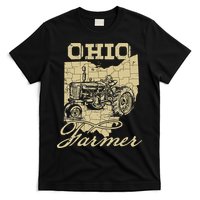 Ohio Farmer Tractor Lover State Map Farming Local Farmer T-Shirt