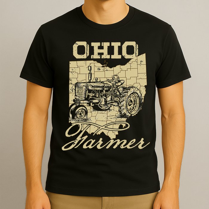 Ohio Farmer Tractor Lover State Map Farming Local Farmer T-Shirt