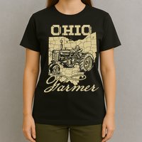 Ohio Farmer Tractor Lover State Map Farming Local Farmer T-Shirt