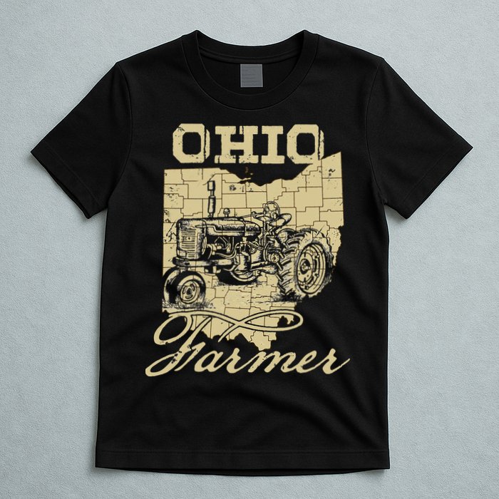 Ohio Farmer Tractor Lover State Map Farming Local Farmer T-Shirt