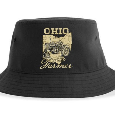 Ohio Farmer Tractor Lover State Map Farming Local Farmer Sustainable Bucket Hat