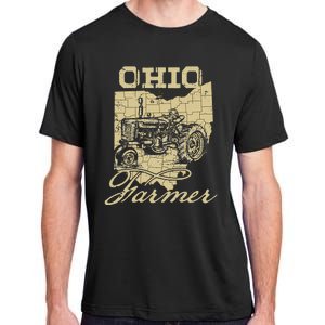 Ohio Farmer Tractor Lover State Map Farming Local Farmer Adult ChromaSoft Performance T-Shirt