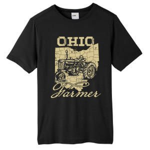 Ohio Farmer Tractor Lover State Map Farming Local Farmer Tall Fusion ChromaSoft Performance T-Shirt