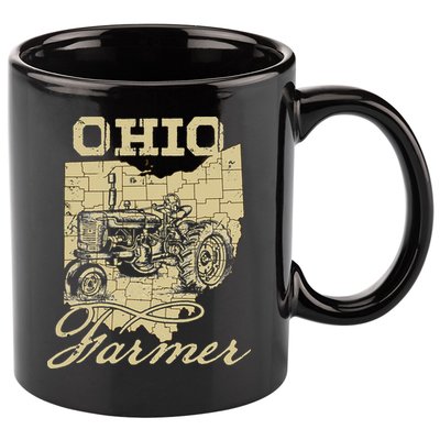 Ohio Farmer Tractor Lover State Map Farming Local Farmer 11oz C Handle Ceramic Mug