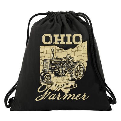 Ohio Farmer Tractor Lover State Map Farming Local Farmer Drawstring Bag