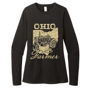 Ohio Farmer Tractor Lover State Map Farming Local Farmer Womens CVC Long Sleeve Shirt