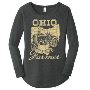 Ohio Farmer Tractor Lover State Map Farming Local Farmer Women's Perfect Tri Tunic Long Sleeve Shirt