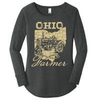 Ohio Farmer Tractor Lover State Map Farming Local Farmer Women's Perfect Tri Tunic Long Sleeve Shirt