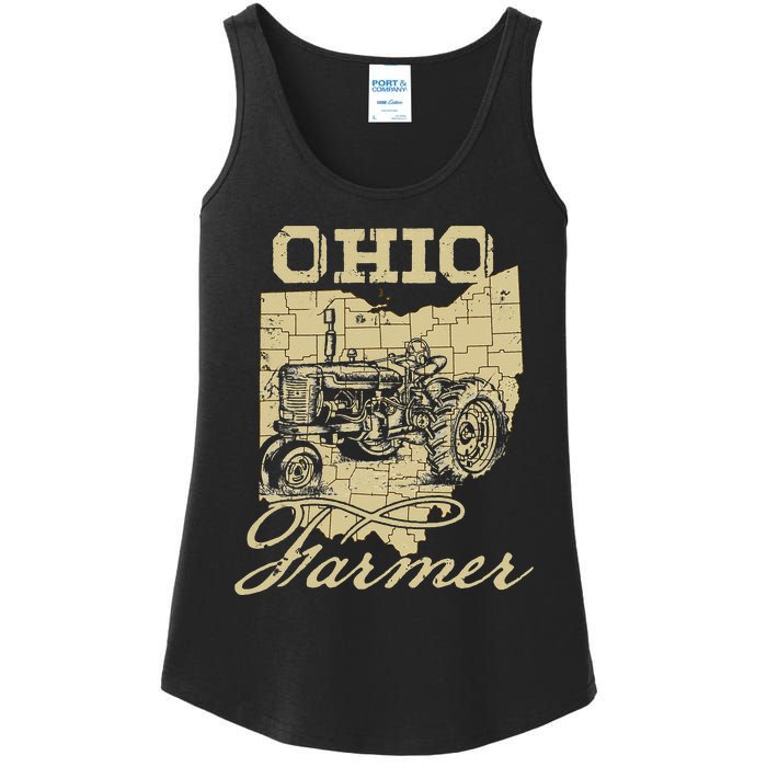 Ohio Farmer Tractor Lover State Map Farming Local Farmer Ladies Essential Tank