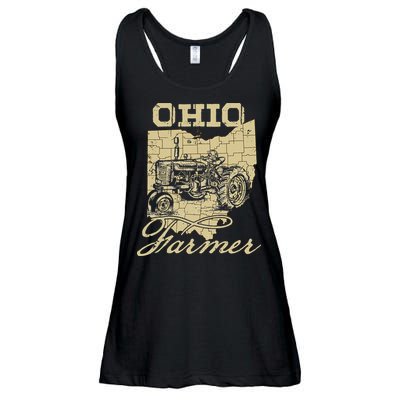 Ohio Farmer Tractor Lover State Map Farming Local Farmer Ladies Essential Flowy Tank