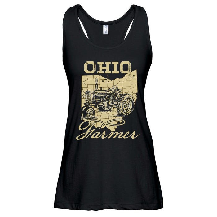 Ohio Farmer Tractor Lover State Map Farming Local Farmer Ladies Essential Flowy Tank