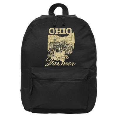 Ohio Farmer Tractor Lover State Map Farming Local Farmer 16 in Basic Backpack