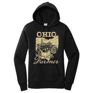 Ohio Farmer Tractor Lover State Map Farming Local Farmer Women's Pullover Hoodie