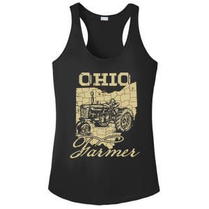 Ohio Farmer Tractor Lover State Map Farming Local Farmer Ladies PosiCharge Competitor Racerback Tank