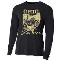 Ohio Farmer Tractor Lover State Map Farming Local Farmer Cooling Performance Long Sleeve Crew