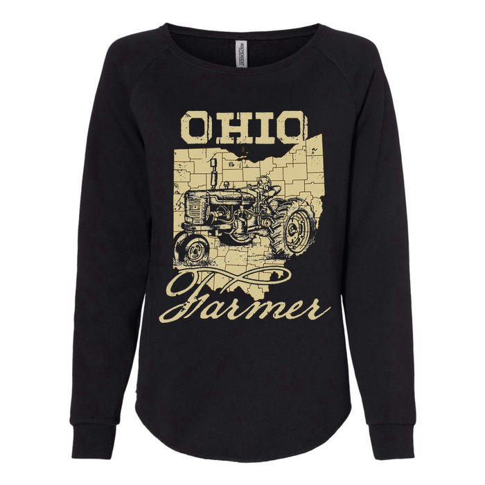 Ohio Farmer Tractor Lover State Map Farming Local Farmer Womens California Wash Sweatshirt