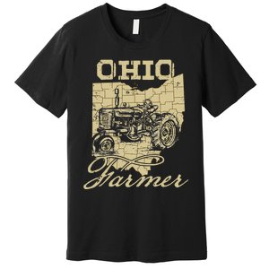 Ohio Farmer Tractor Lover State Map Farming Local Farmer Premium T-Shirt