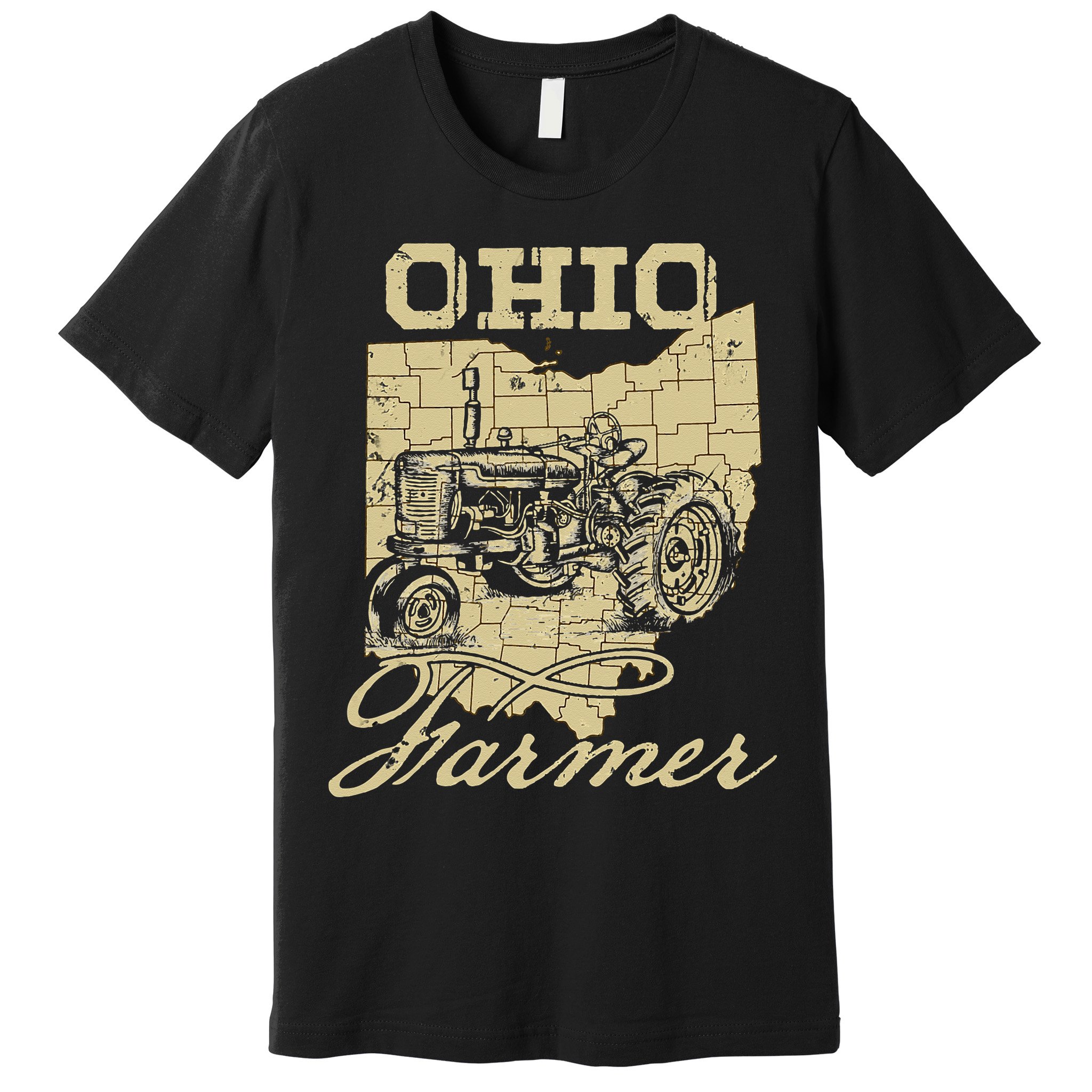 Ohio Farmer Tractor Lover State Map Farming Local Farmer Premium T-Shirt