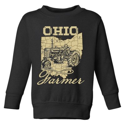 Ohio Farmer Tractor Lover State Map Farming Local Farmer Toddler Sweatshirt