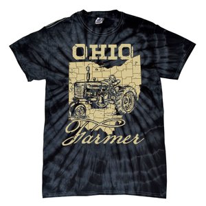 Ohio Farmer Tractor Lover State Map Farming Local Farmer Tie-Dye T-Shirt