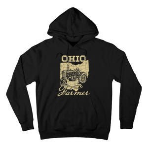 Ohio Farmer Tractor Lover State Map Farming Local Farmer Tall Hoodie