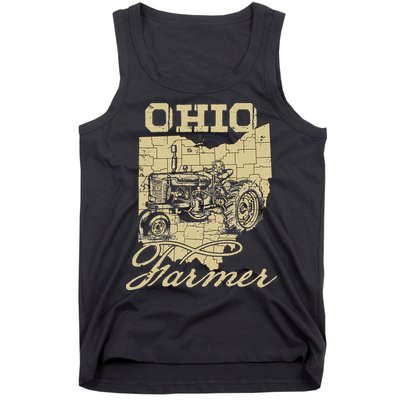 Ohio Farmer Tractor Lover State Map Farming Local Farmer Tank Top