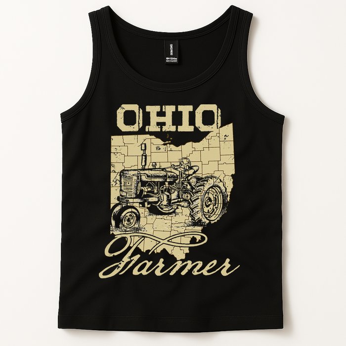 Ohio Farmer Tractor Lover State Map Farming Local Farmer Tank Top