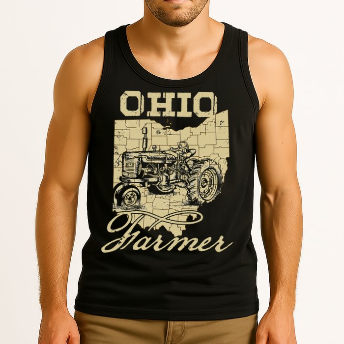 Ohio Farmer Tractor Lover State Map Farming Local Farmer Tank Top