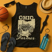 Ohio Farmer Tractor Lover State Map Farming Local Farmer Tank Top
