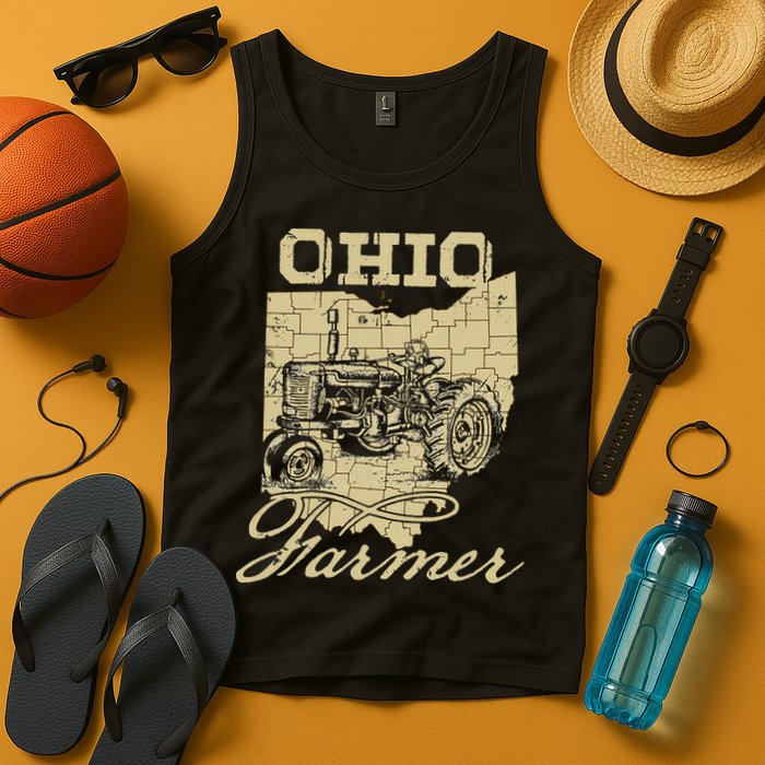 Ohio Farmer Tractor Lover State Map Farming Local Farmer Tank Top