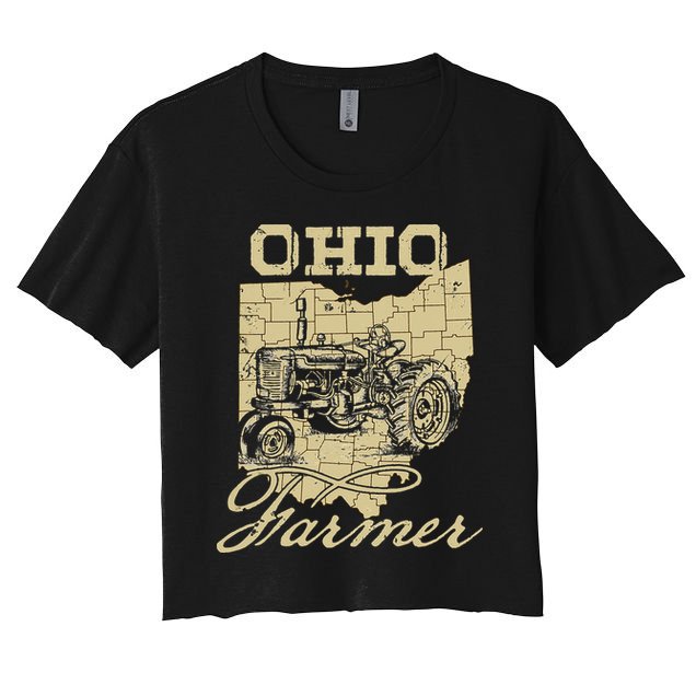 Ohio Farmer Tractor Lover State Map Farming Local Farmer Crop Top