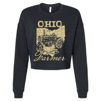 Ohio Farmer Tractor Lover State Map Farming Local Farmer Cropped Pullover Crew