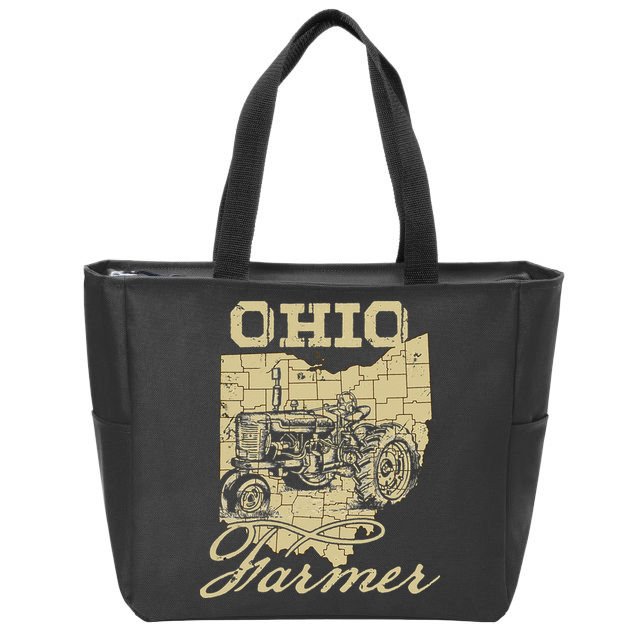 Ohio Farmer Tractor Lover State Map Farming Local Farmer Zip Tote Bag