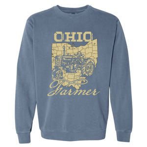 Ohio Farmer Tractor Lover State Map Farming Local Farmer Garment-Dyed Sweatshirt