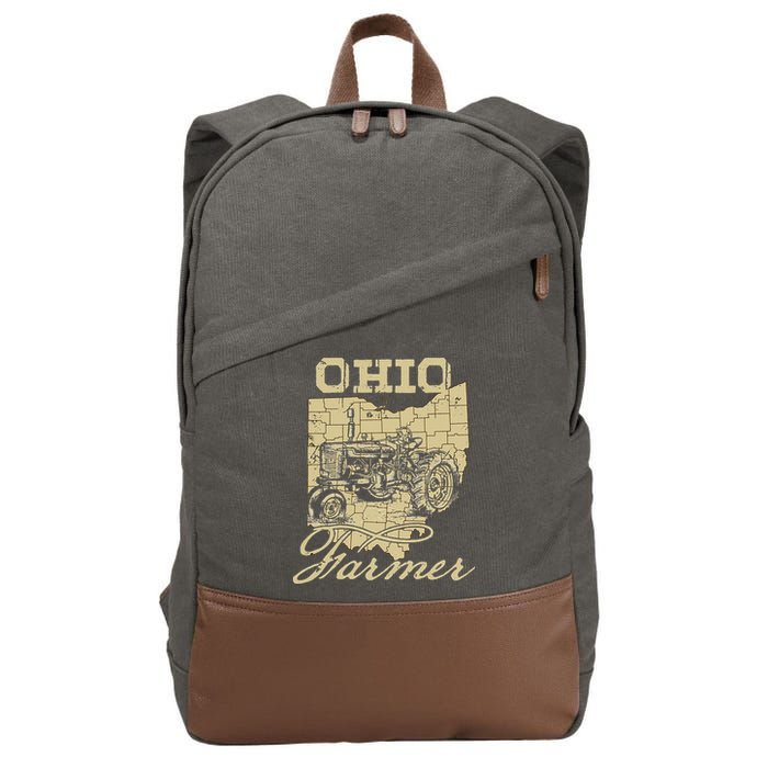Ohio Farmer Tractor Lover State Map Farming Local Farmer Cotton Canvas Backpack