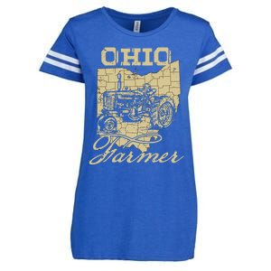 Ohio Farmer Tractor Lover State Map Farming Local Farmer Enza Ladies Jersey Football T-Shirt