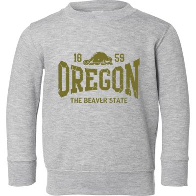 Oregon Flag The Beaver State Est 1859 Vintage Distressed Toddler Sweatshirt