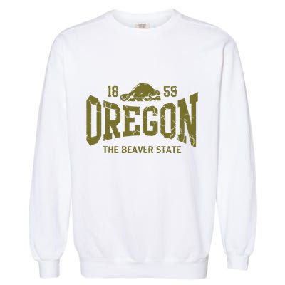Oregon Flag The Beaver State Est 1859 Vintage Distressed Garment-Dyed Sweatshirt