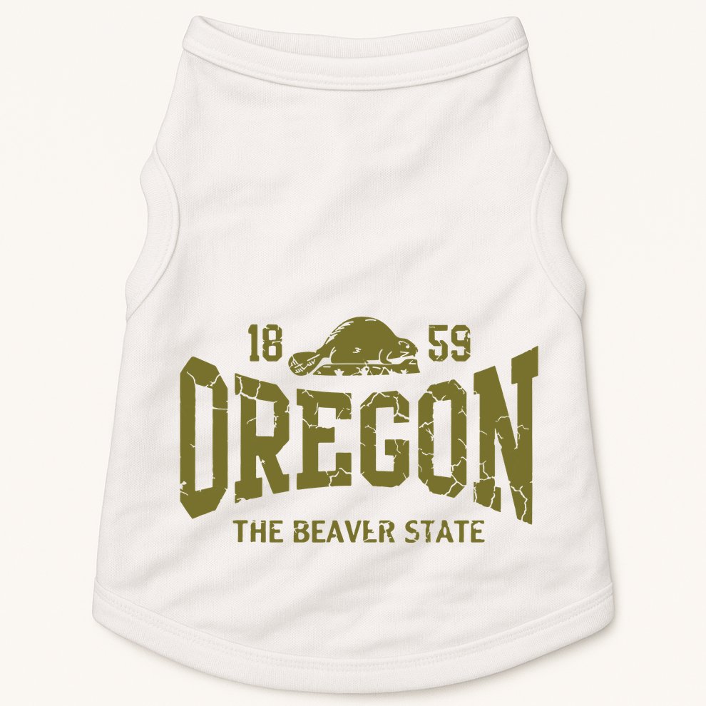 Oregon Flag The Beaver State Est 1859 Vintage Distressed Doggie Tank