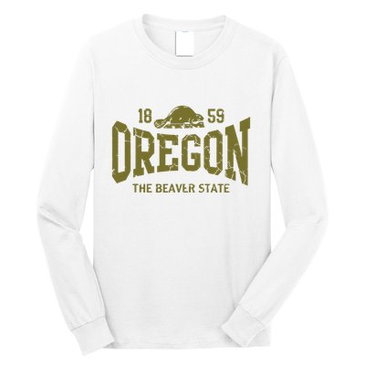 Oregon Flag The Beaver State Est 1859 Vintage Distressed Long Sleeve Shirt