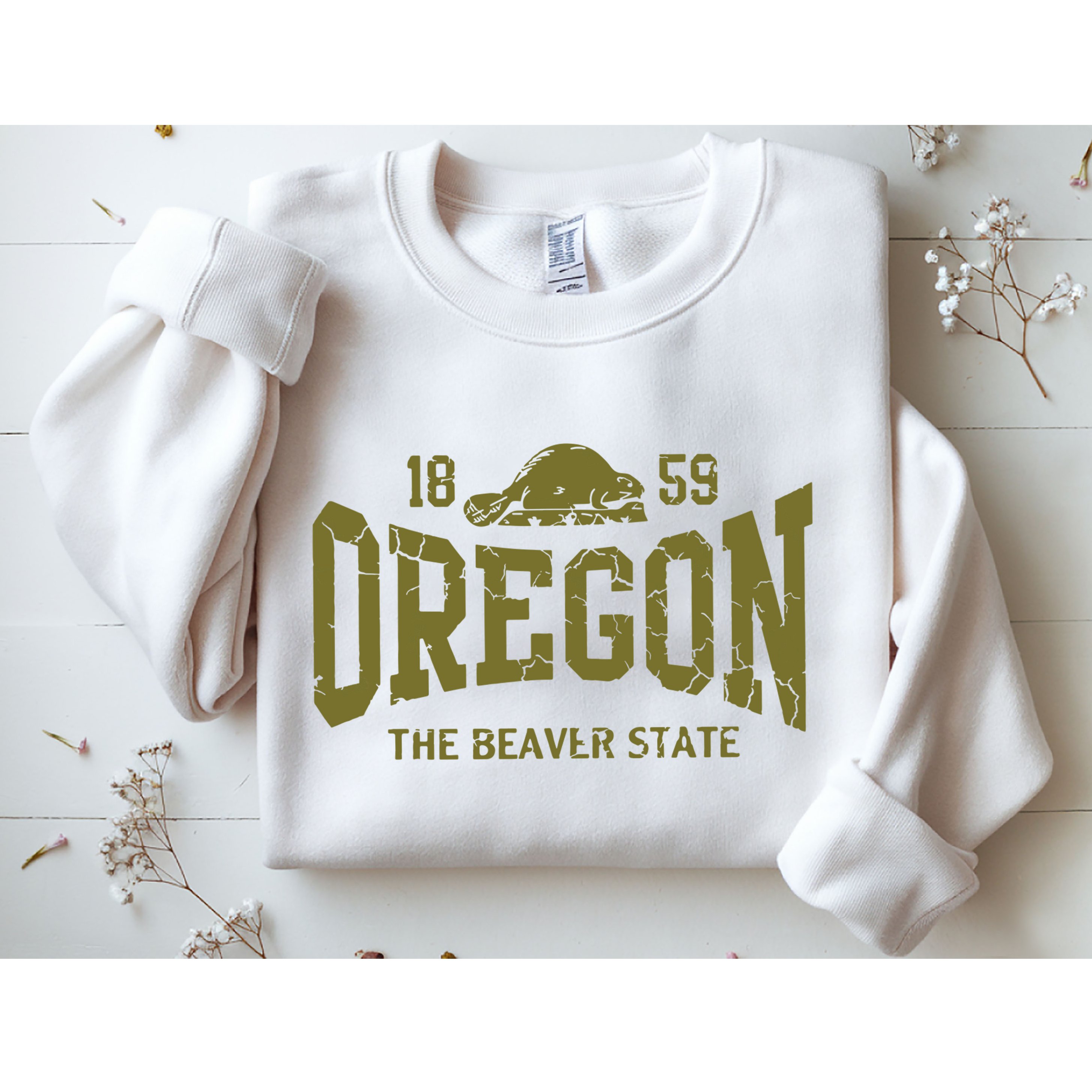 Oregon Flag The Beaver State Est 1859 Vintage Distressed Sweatshirt