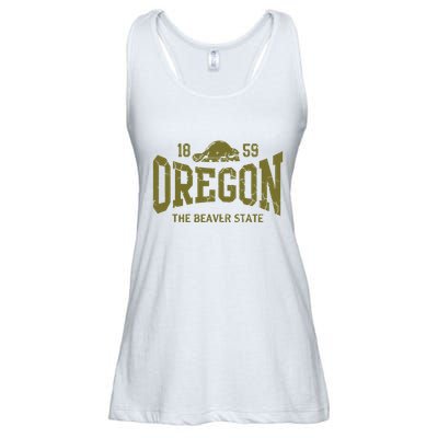 Oregon Flag The Beaver State Est 1859 Vintage Distressed Ladies Essential Flowy Tank
