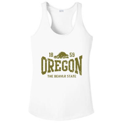 Oregon Flag The Beaver State Est 1859 Vintage Distressed Ladies PosiCharge Competitor Racerback Tank