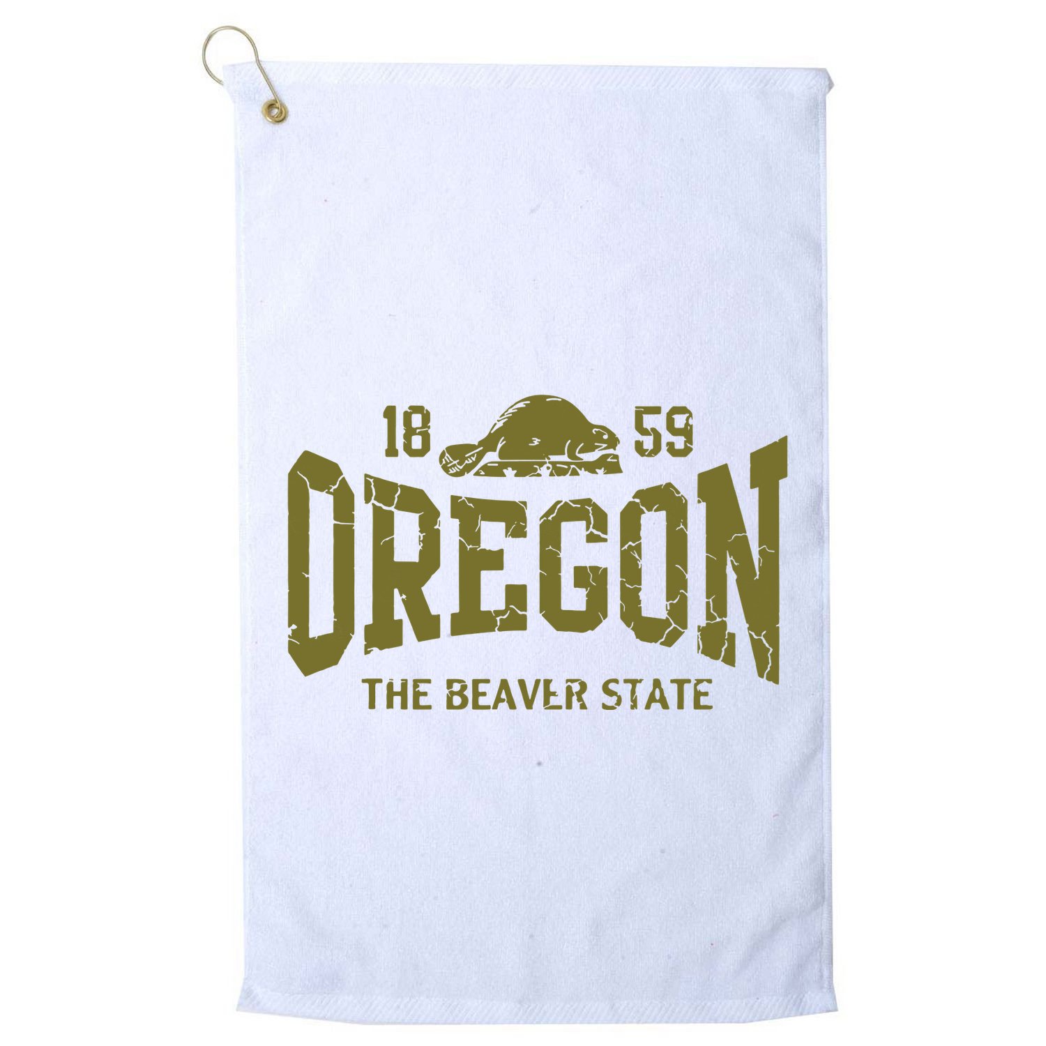 Oregon Flag The Beaver State Est 1859 Vintage Distressed Golf Towel