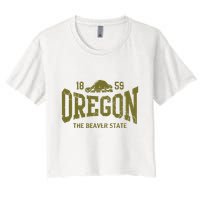 Oregon Flag The Beaver State Est 1859 Vintage Distressed Crop Top