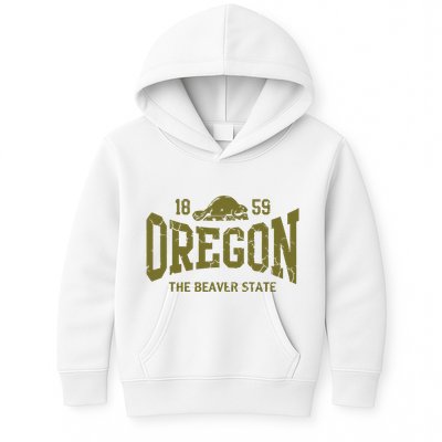 Oregon Flag The Beaver State Est 1859 Vintage Distressed Kids Hoodie