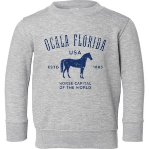 Ocala Florida Usa Horse Capital Distressed Equestrian Design Toddler Sweatshirt