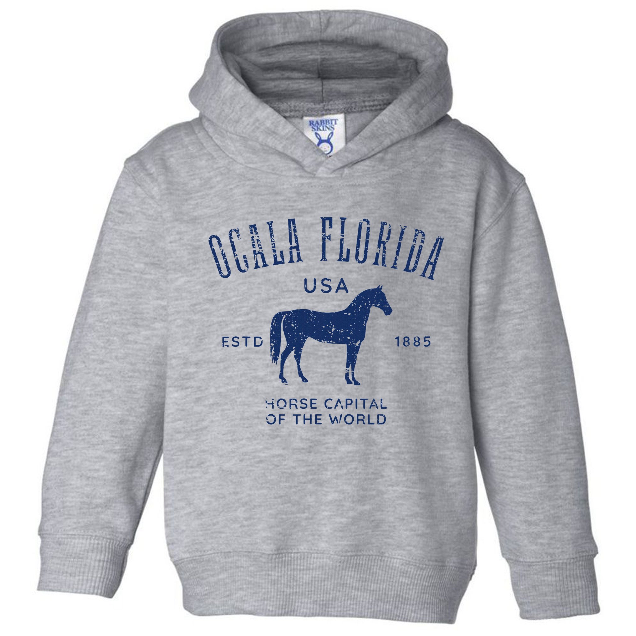 Ocala Florida Usa Horse Capital Distressed Equestrian Design Toddler Hoodie